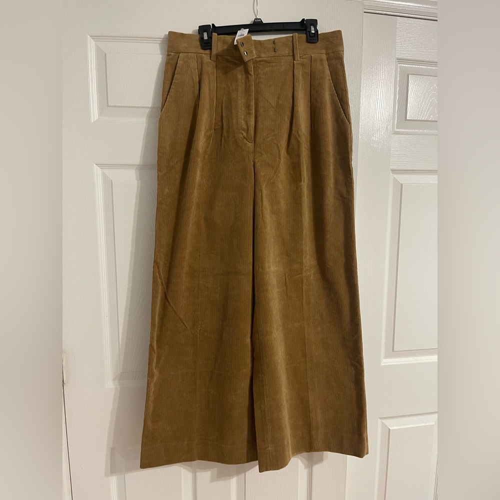 Brown Corduroy Wide-Leg Pants